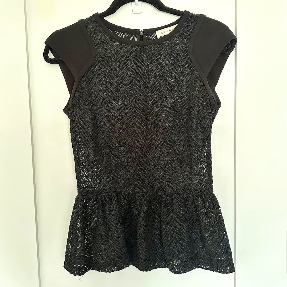 Sandro peplum top - Size 1 in multi media black
